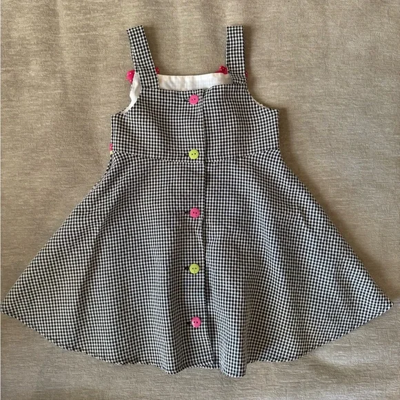 Bonnie Jean Gingham Flamingo Dress Toddler 3T Embroidered Palm Trees & Bows - Picture 5 of 10